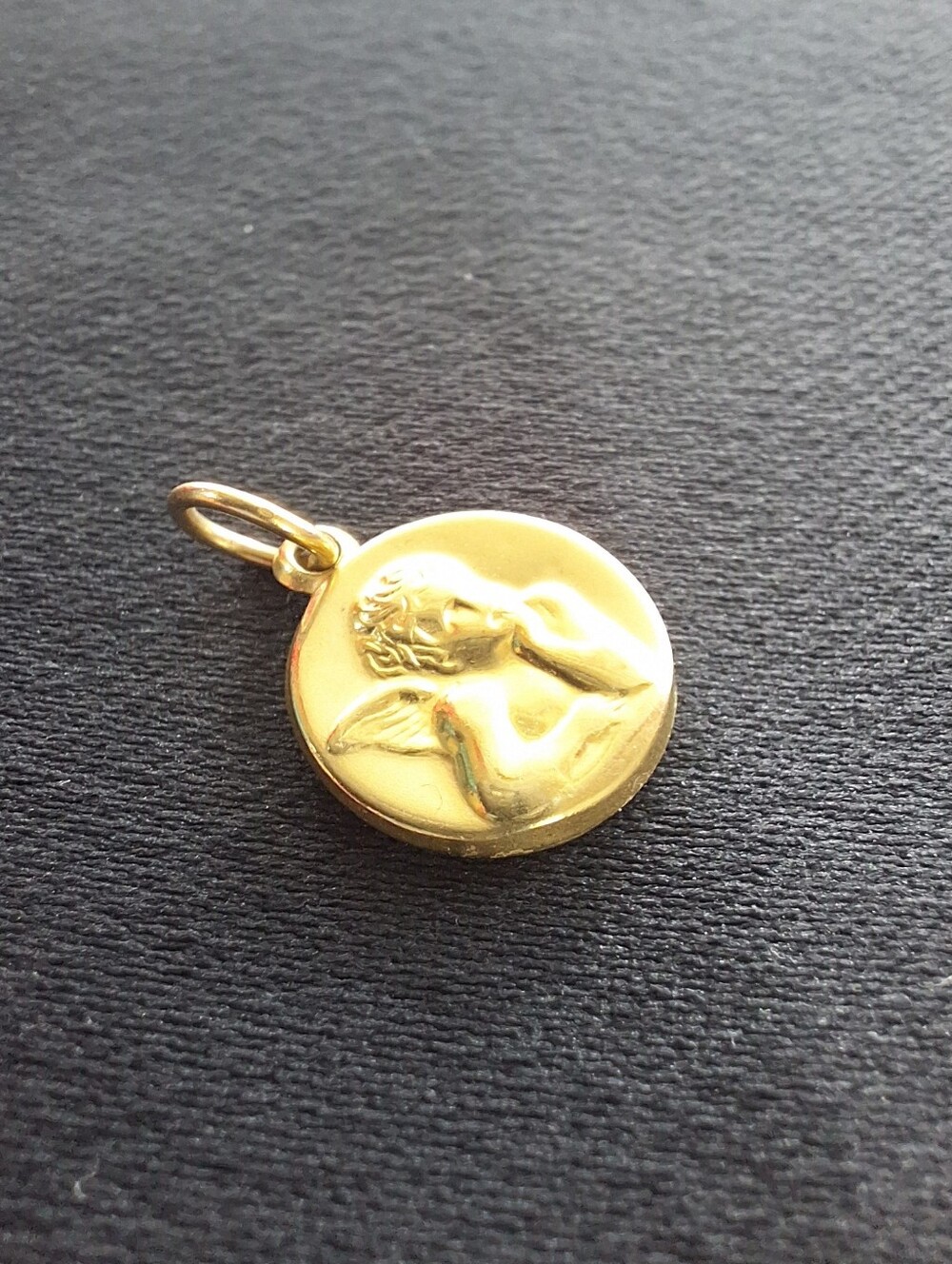 Vintage 14K Gold Cherub Angel Charm Pendant Guardian Angel Keepsake Double Sided - Picture 5 of 9